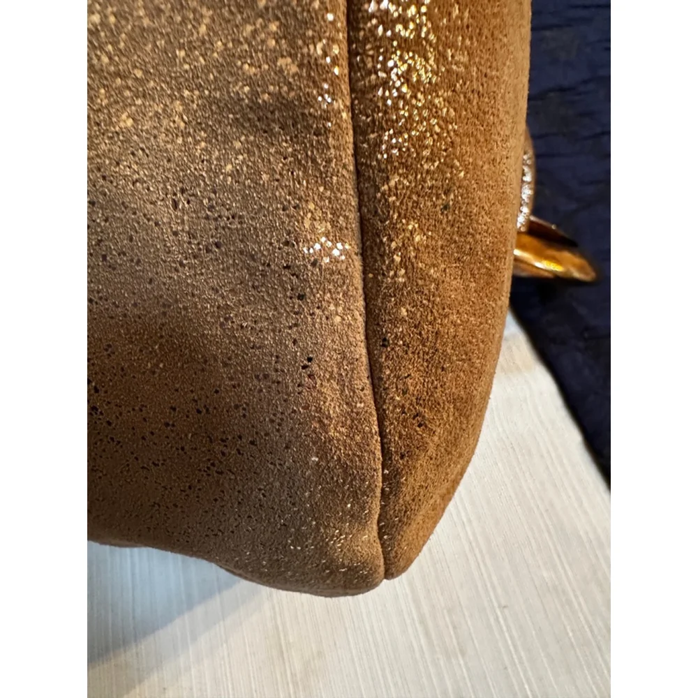 Jimmy Choo Gold Suede Metallic Hobo Bag
